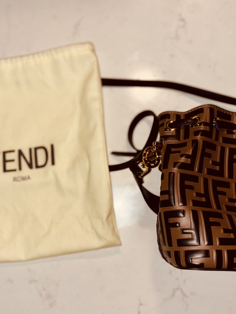Fendi Black Embossed Logo Shoulder Bag - Picture 2 of 9